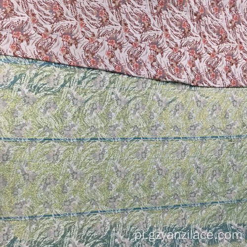 Żakardowa tkanina tekstylna z poliestru w kolorze zielonym